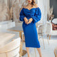 Blue dress with voluminous sleeves 