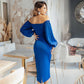 Blue dress with voluminous sleeves 