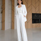 Milk suit with wide pants and belt included