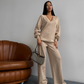 Beige knitted suit