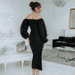 Black midi dress with voluminous sleeves 