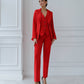 Red three-piece suit with vest