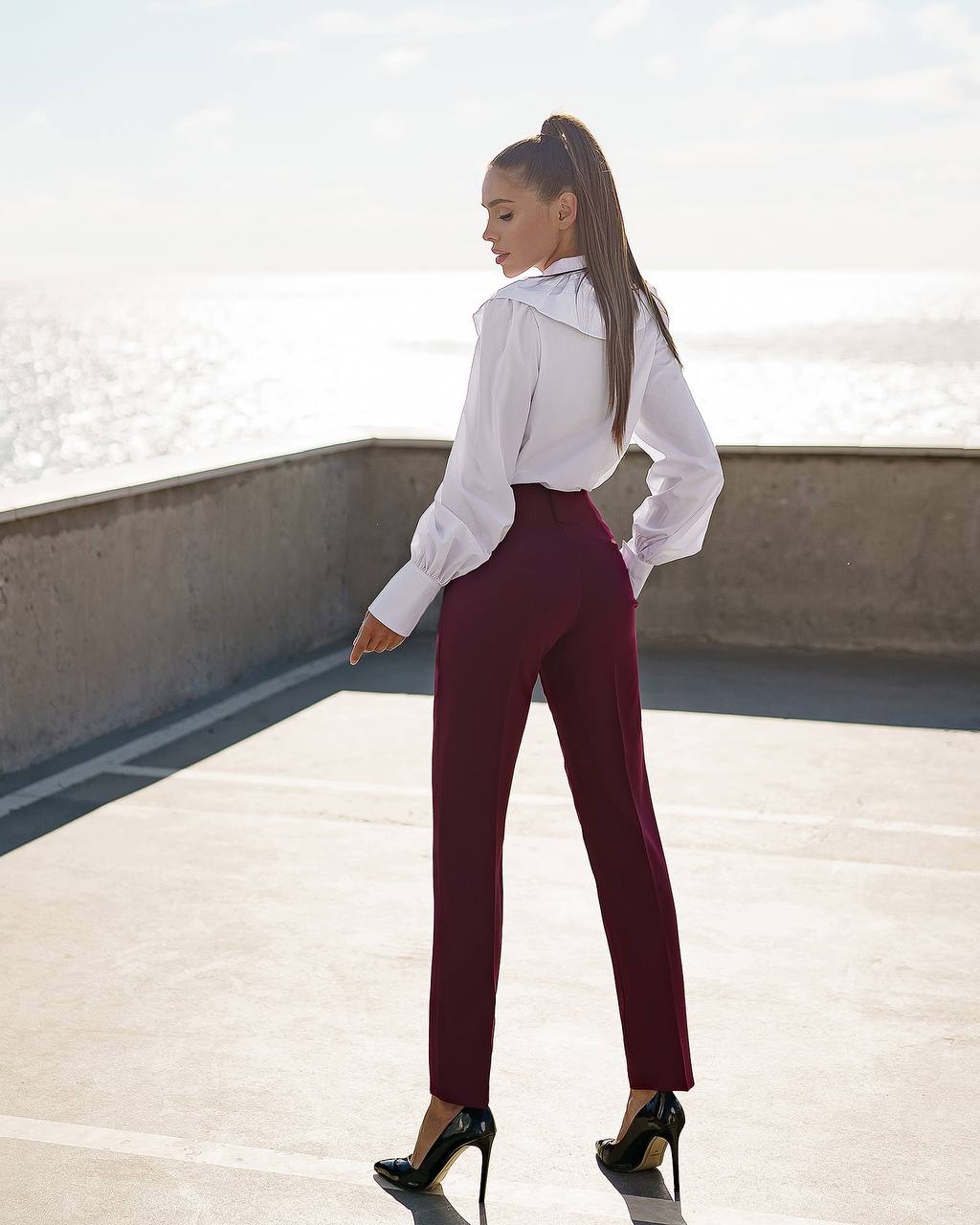 Burgundy tapered pants