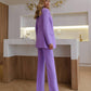 Purple three-piece suit with vest and straight pants