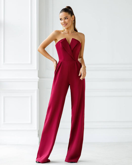 Burgundy corset jumpsuit