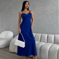 Blue dress-combination maxi made of satin