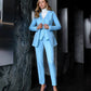 Blue three-piece suit with vest