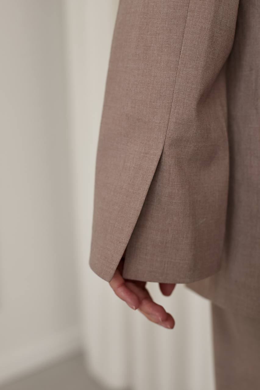 Beige straight cut suit