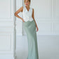 Olive satin maxi skirt