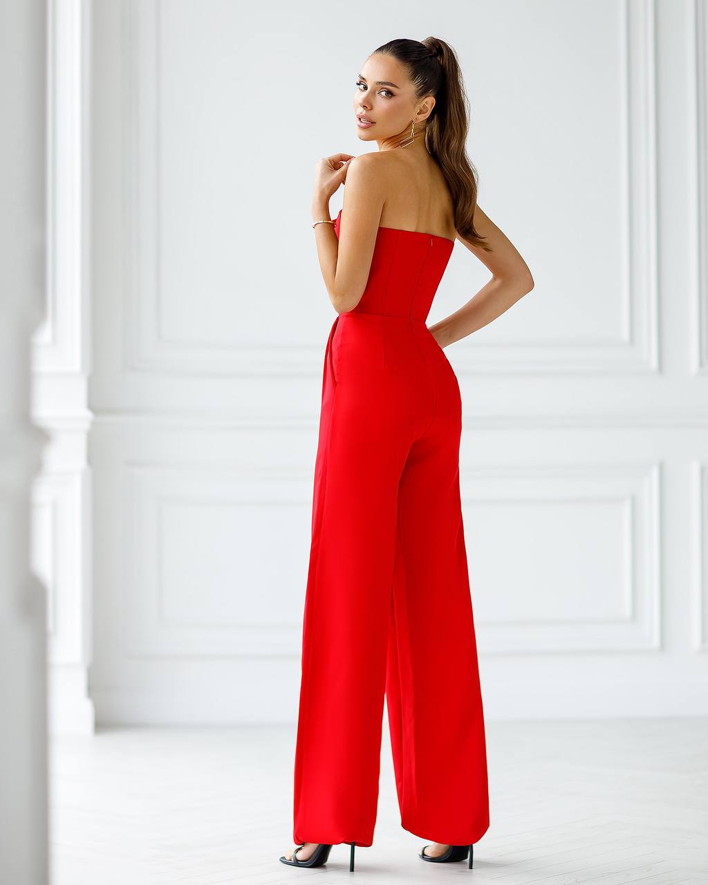 Red corset jumpsuit