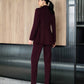 Burgundy three-piece suit with vest