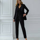 Black three-piece suit with vest