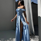 Blue maxi dress with slit