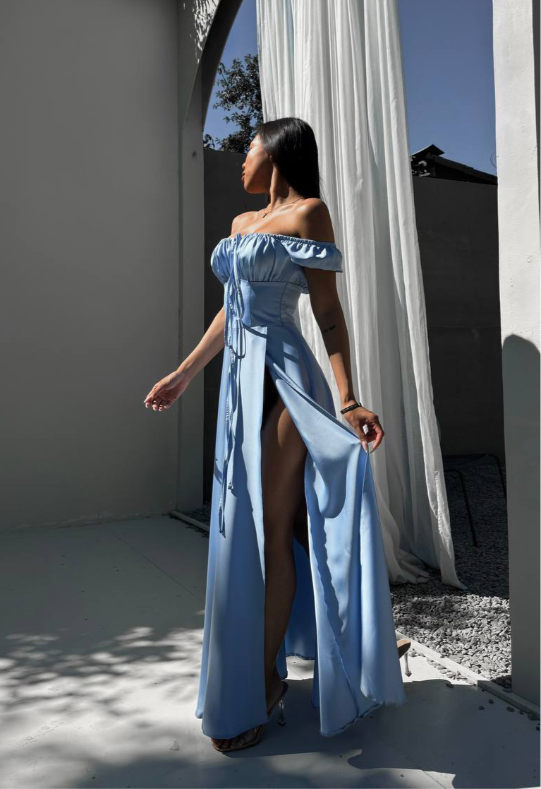 Blue maxi dress with slit