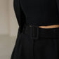 Black suit with wide pants and belt included