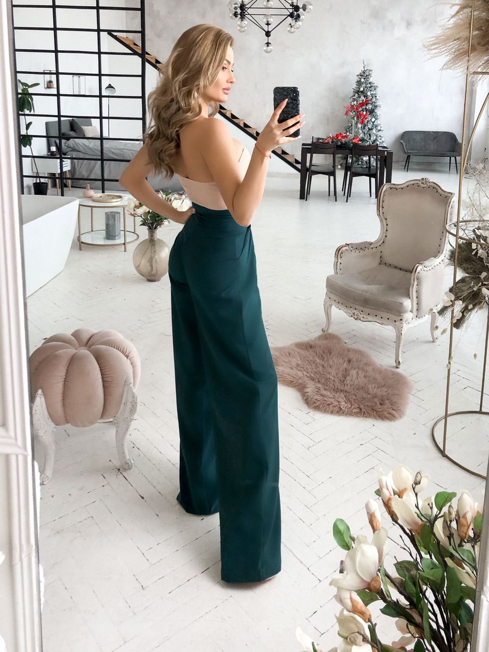 Emerald palazzo pants