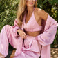 Pink satin three piece suit