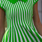 Green knitted mini dress with stripes