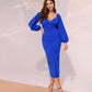 Blue dress with voluminous sleeves 