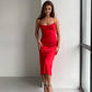 Red dress-combination with an open back