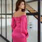 Raspberry mini dress with voluminous sleeves