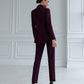 Burgundy three-piece suit with vest