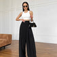 Black pleated palazzo pants