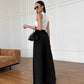 Black pleated palazzo pants