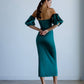 Emerald corset silhouette dress