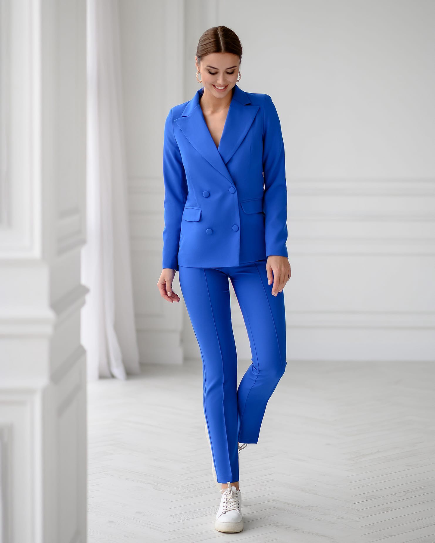 Blue suit double-breasted jacket and trousers