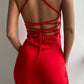 Red dress-combination with an open back