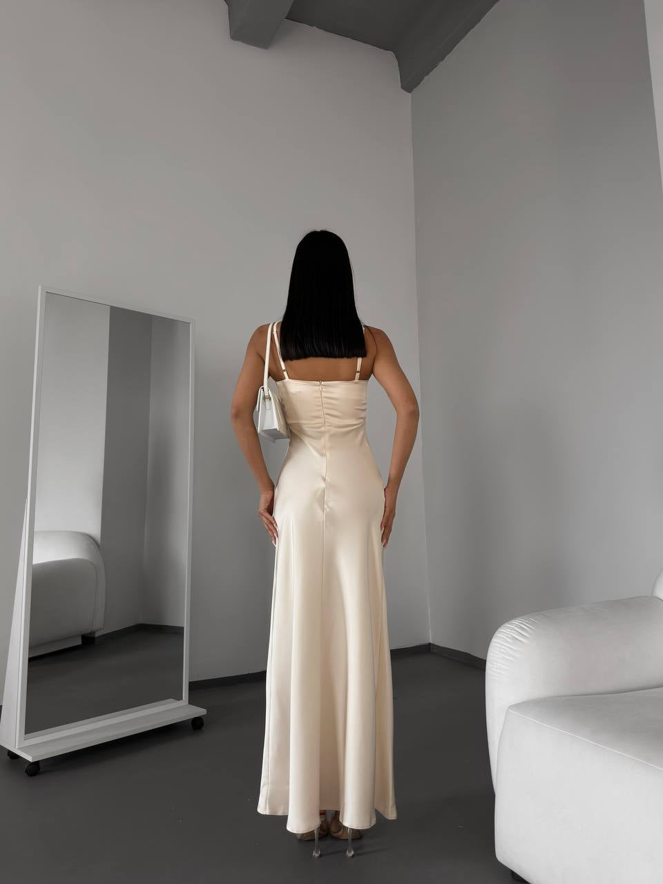 Dress-combination maxi made of satin