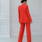 Three-piece coral suit with a top