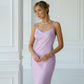 Lavender dress-combination with an open back 