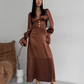 Brown midi dress with buttons