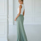 Olive satin maxi skirt