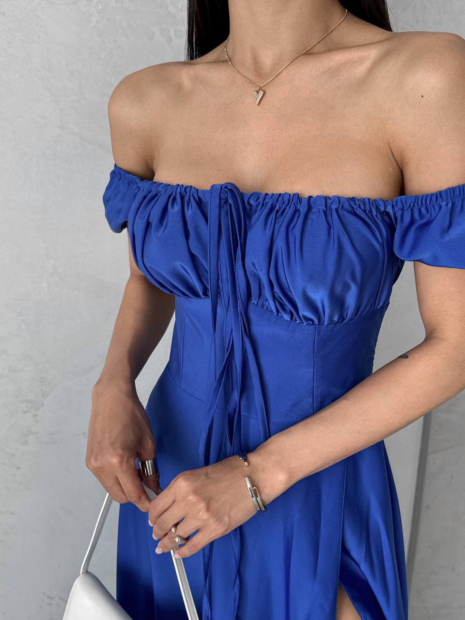 Blue maxi dress with slit