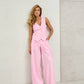 Soft pink suit for two with a vest