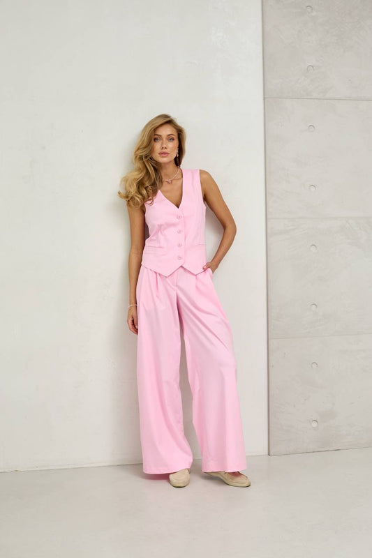 Soft pink suit for two with a vest