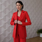 Red suit with wide pants and belt included