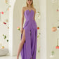 Purple corset jumpsuit with slits