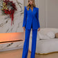 Blue suit jacket and flared pants