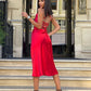 Red dress-combination with an open back