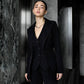 Black three-piece suit with vest