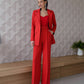 Red suit with wide pants and belt included