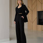 Black suit with wide pants and belt included