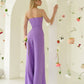 Purple corset jumpsuit with slits