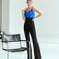 Black flared pants with a high fit