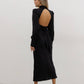 Black midi dress with bow and open back