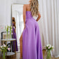 Purple corset jumpsuit with slits